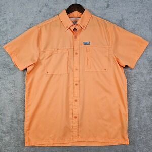 Xcaster Outdoor‎ Fishing Shirt Men's Large UPF Sun Protection Button Down Orange